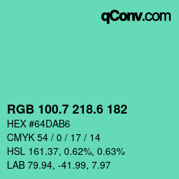 カラーコード: RGB 100.7 218.6 182 | qconv.com