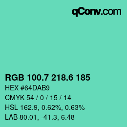 カラーコード: RGB 100.7 218.6 185 | qconv.com