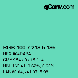 カラーコード: RGB 100.7 218.6 186 | qconv.com
