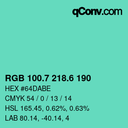 カラーコード: RGB 100.7 218.6 190 | qconv.com