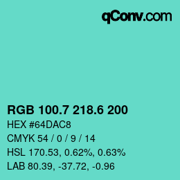 カラーコード: RGB 100.7 218.6 200 | qconv.com