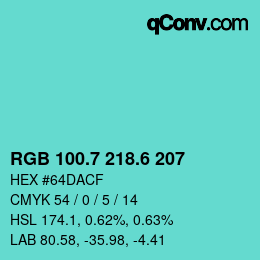 カラーコード: RGB 100.7 218.6 207 | qconv.com