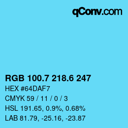 カラーコード: RGB 100.7 218.6 247 | qconv.com