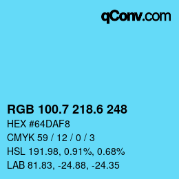 カラーコード: RGB 100.7 218.6 248 | qconv.com