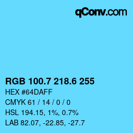 カラーコード: RGB 100.7 218.6 255 | qconv.com
