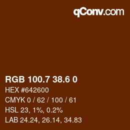 カラーコード: RGB 100.7 38.6 0 | qconv.com