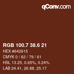 カラーコード: RGB 100.7 38.6 21 | qconv.com