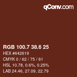 カラーコード: RGB 100.7 38.6 25 | qconv.com