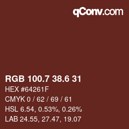 カラーコード: RGB 100.7 38.6 31 | qconv.com