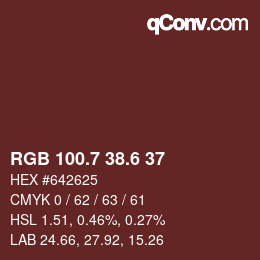 カラーコード: RGB 100.7 38.6 37 | qconv.com