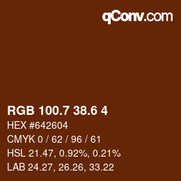 カラーコード: RGB 100.7 38.6 4 | qconv.com