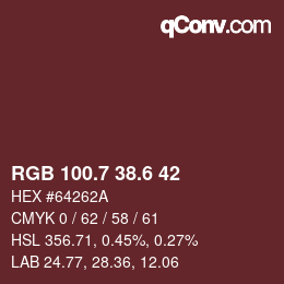 カラーコード: RGB 100.7 38.6 42 | qconv.com