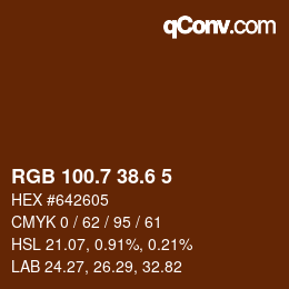 カラーコード: RGB 100.7 38.6 5 | qconv.com