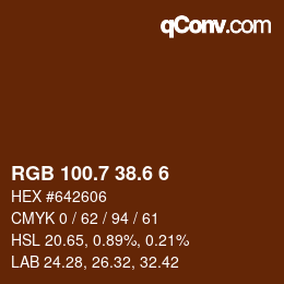 カラーコード: RGB 100.7 38.6 6 | qconv.com
