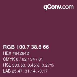 カラーコード: RGB 100.7 38.6 66 | qconv.com