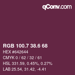 カラーコード: RGB 100.7 38.6 68 | qconv.com