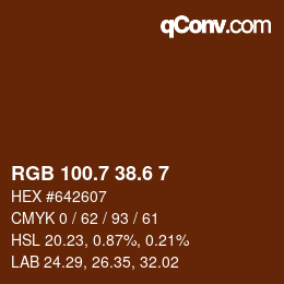 カラーコード: RGB 100.7 38.6 7 | qconv.com