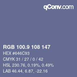 Color code: RGB 100.9 108 147 | qconv.com