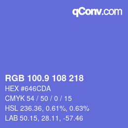 カラーコード: RGB 100.9 108 218 | qconv.com