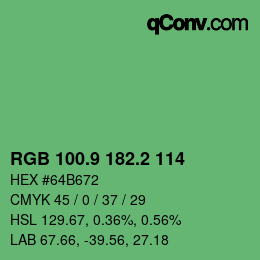 カラーコード: RGB 100.9 182.2 114 | qconv.com