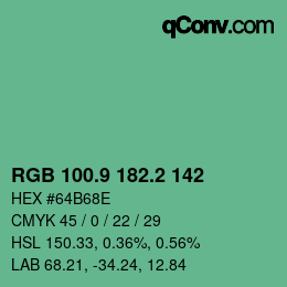 カラーコード: RGB 100.9 182.2 142 | qconv.com