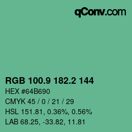 カラーコード: RGB 100.9 182.2 144 | qconv.com