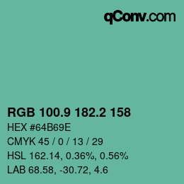 カラーコード: RGB 100.9 182.2 158 | qconv.com