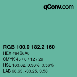 カラーコード: RGB 100.9 182.2 160 | qconv.com