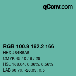 カラーコード: RGB 100.9 182.2 166 | qconv.com