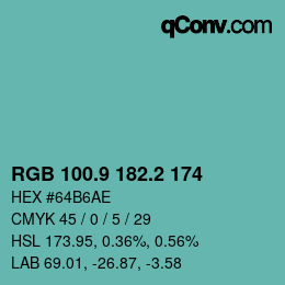Color code: RGB 100.9 182.2 174 | qconv.com