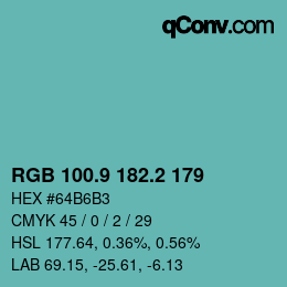 Color code: RGB 100.9 182.2 179 | qconv.com