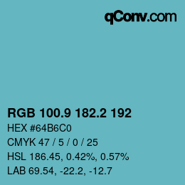 Color code: RGB 100.9 182.2 192 | qconv.com