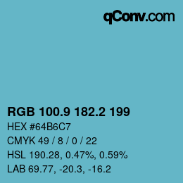 Color code: RGB 100.9 182.2 199 | qconv.com