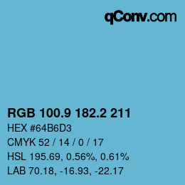 カラーコード: RGB 100.9 182.2 211 | qconv.com