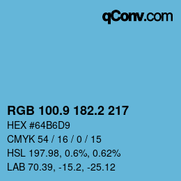 Color code: RGB 100.9 182.2 217 | qconv.com
