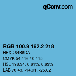 Color code: RGB 100.9 182.2 218 | qconv.com