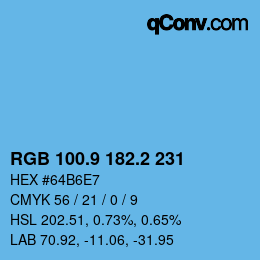 Color code: RGB 100.9 182.2 231 | qconv.com