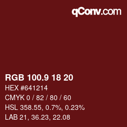 Color code: RGB 100.9 18 20 | qconv.com