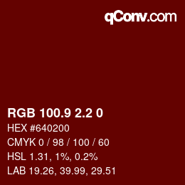 Color code: RGB 100.9 2.2 0 | qconv.com