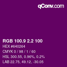 カラーコード: RGB 100.9 2.2 100 | qconv.com