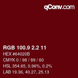 Color code: RGB 100.9 2.2 11 | qconv.com