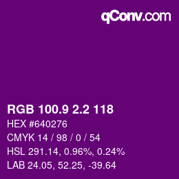 カラーコード: RGB 100.9 2.2 118 | qconv.com