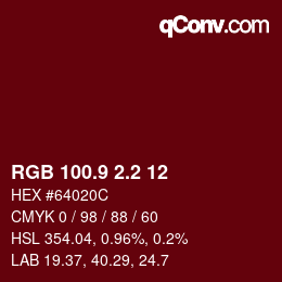 カラーコード: RGB 100.9 2.2 12 | qconv.com