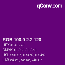 カラーコード: RGB 100.9 2.2 120 | qconv.com