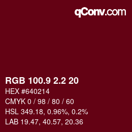 Color code: RGB 100.9 2.2 20 | qconv.com