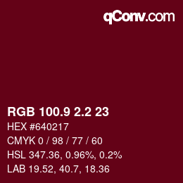 カラーコード: RGB 100.9 2.2 23 | qconv.com