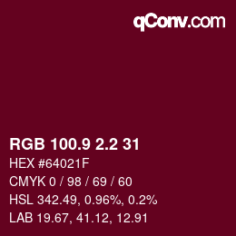 カラーコード: RGB 100.9 2.2 31 | qconv.com