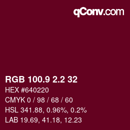 カラーコード: RGB 100.9 2.2 32 | qconv.com
