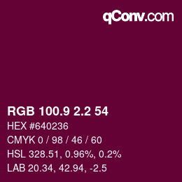 カラーコード: RGB 100.9 2.2 54 | qconv.com