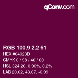 カラーコード: RGB 100.9 2.2 61 | qconv.com